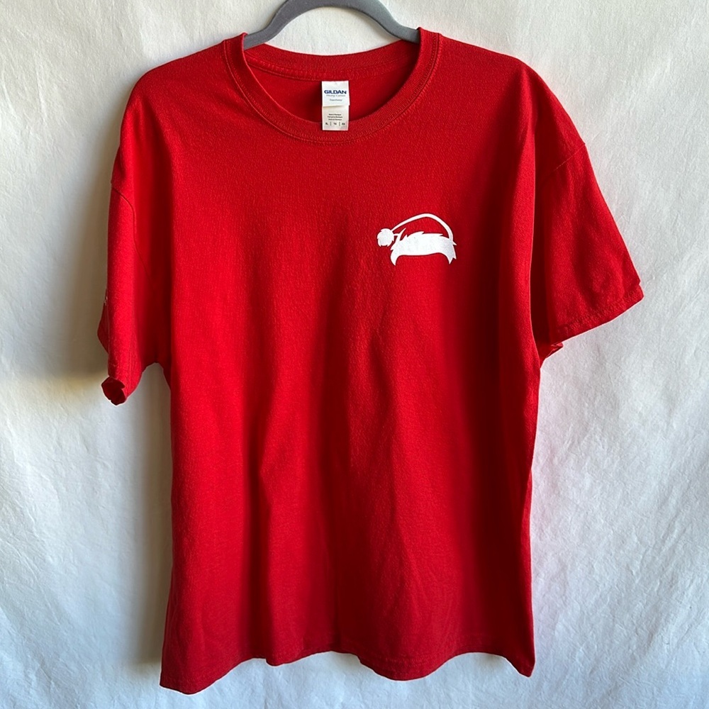 Gildan Santa hat red poker tournament T-shirt, size XL